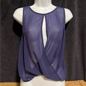 Bebe Purple Stardust Sheer Sexy Keyhole Top
 Size XS
